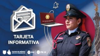 Tarjeta informativa: Una mujer policía PBI de la SSC apoyó a un ciudadano estadounidense que viajaba con un perrito de asistencia, en la estación del metro Cuauhtémoc