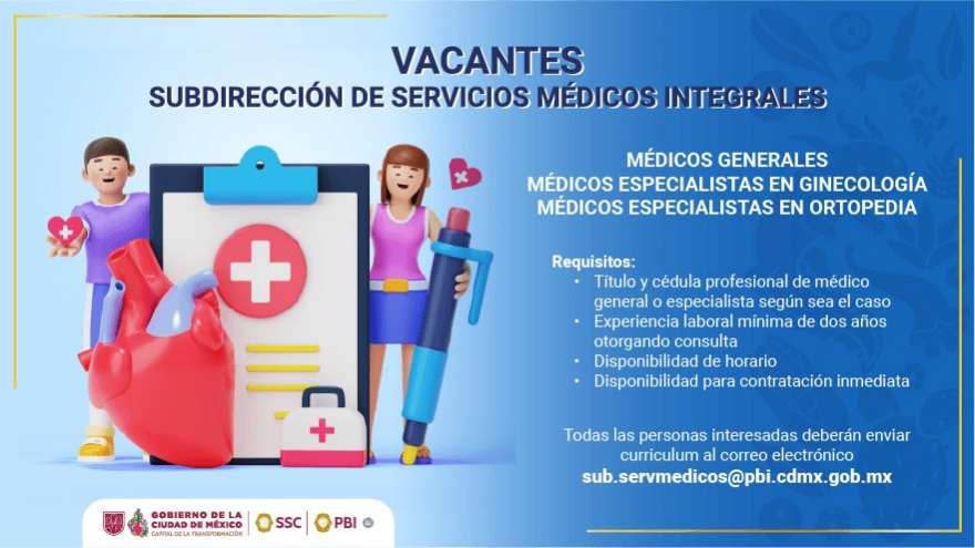 VACANTES SUBDIRECCIÓN DE SERVICIOS MÉDICOS INTEGRALES